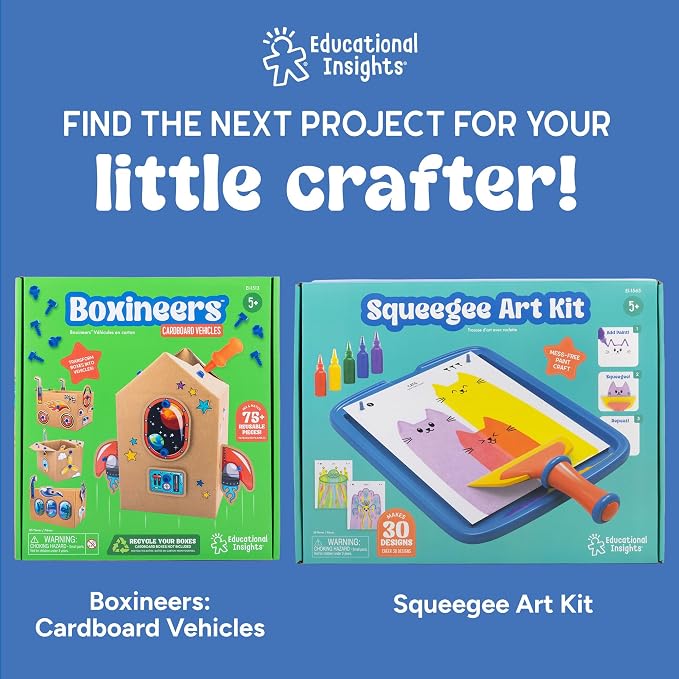 Educational Insights Boxineers Cardboard Animals - Creative Craft Supplies for Kids Projects, Cardboard Tools for Kids, DIY Fine Motor Activities, Kids Crafts and STEM Construction Kits