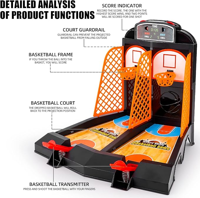 GOODLYSPORTS Mini Basketball, Table Top Games for Kids and Adults, Desktop Games, Desk Toys for Office for Adults, Basketball Gifts for Boys 8-12