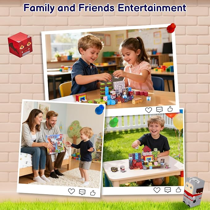 100PCS Magnetic Blocks, Magnetic Building Blocks Cubes Tiles, STEM Educational Stacking Magnets School Game Toys for Kid Ages 3 4 5 6 7 8 9 10 11 Birthday Party Supplies Gifts for Boys and Girls
