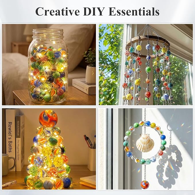 Shindel 125PCS Glass Marbles Bulk, Assorted Sizes Colorful Marbles - Great Gift Option for Collectors, Home Decor & Traditional Games