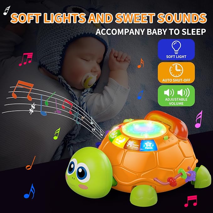 Letapapa Baby Toys 6 to 12 Months, Musical Turtle Baby Toys for 12-18 Months, Crawling Toy with Light & Sound, Educational Toy Birthday Gift for Baby Infant 3-6 7 8 9 10 Months 1 Year Old Toddlers