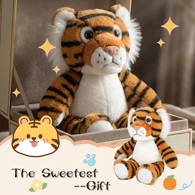 Stuffed Animal Plush Toy Soft Plushie Cuddly Tiger Cute Plush Toy for Kids Toddlers Boys Girls Birthday Christmas Nursery Decor Party Favors