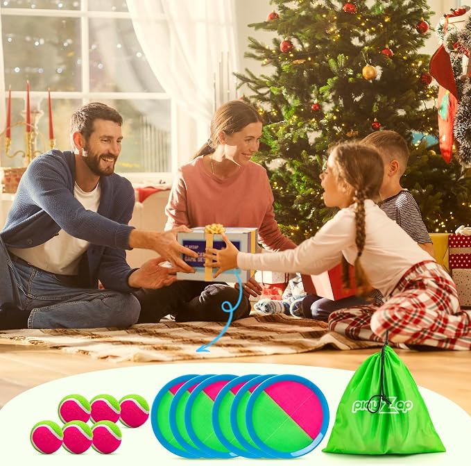 PlayZap Toss and Catch Ball Set - Outdoor Toys for Family Games - Outside Yard Pool Beach Toys for 3 4 5 6 7 8+ Years Old Boys Girls - Classic Birthday Gift for Kids Youth Adults