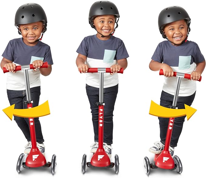Radio Flyer Kids Scooter, Toddler Scooter, Toddler Outdoor Toys, Kids Toys for Ages 2-5, Flyer Glider Jr. with Light Up Wheels, Red