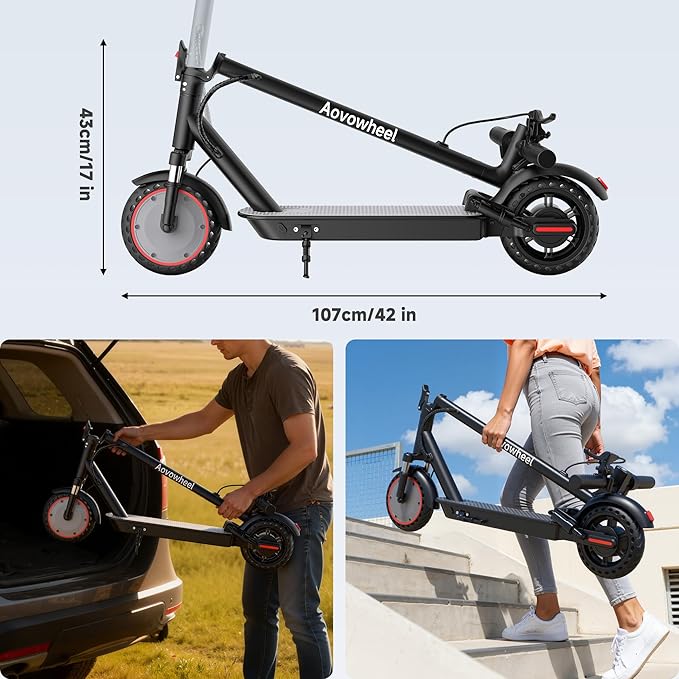 Aovowheel Electric Scooter for Adults, Folding E Scooter with 350W/500W Motor 16/24 Mph Top Speed, Max 19-23 Miles Long Range, 8.5''/10''/14''Tires Commuting Scooters with Dual Brakes System, APP