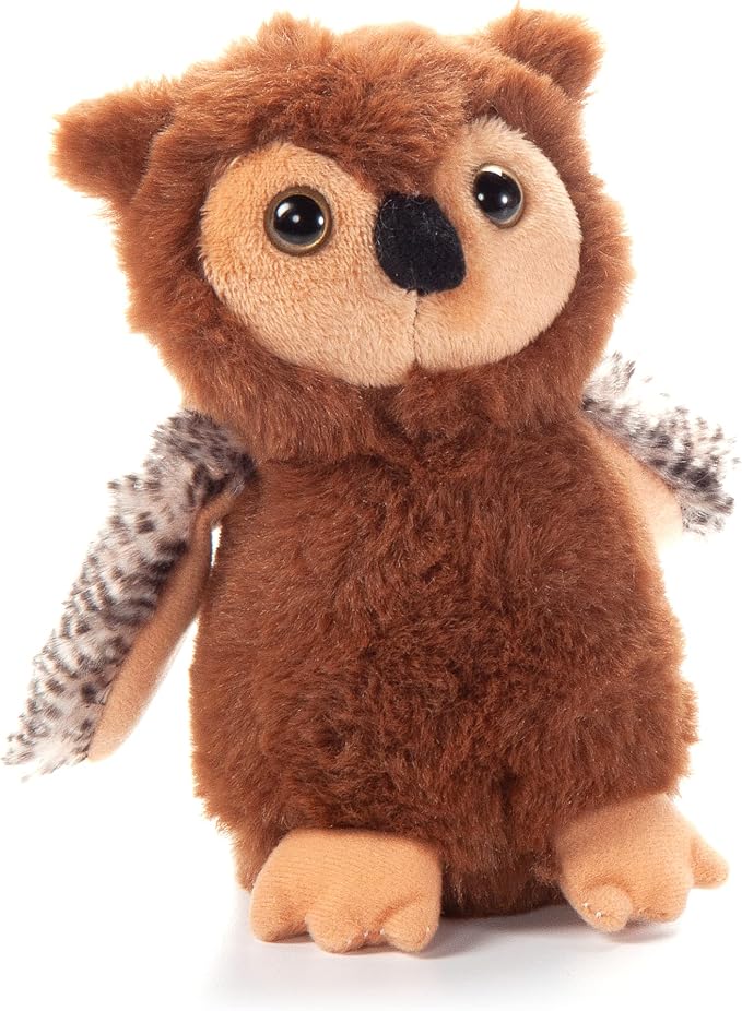 The Petting Zoo Owl Stuffed Animal Plushie, Gifts for Kids, Wild Onez Babiez Wildlife Animals, Brown Owl Plush Toy 6 Inches