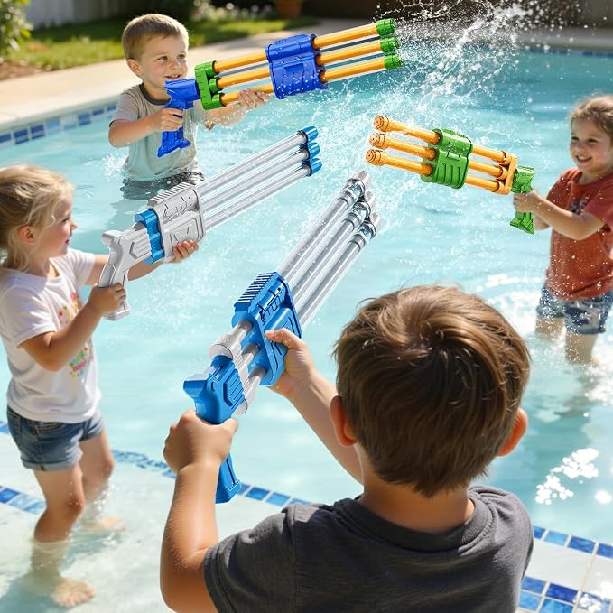 4 Pack Water Guns for Kids Adults, Summer Outdoor Water Toys Swimming Pool Game, Beach Water Game Fighting Play Pool Toys for Boys Girls Kids Ages 4-8, 8-12