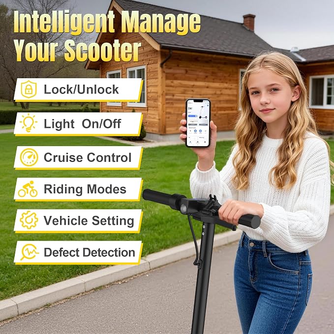 Werhy Kids Electric Scooter, 350W Motor, 19 Mph Speed & 15 Miles Range, 8.5" Solid Tires, Lightweight Foldable Scooter with Dual Braking System, Max Load 265LBS