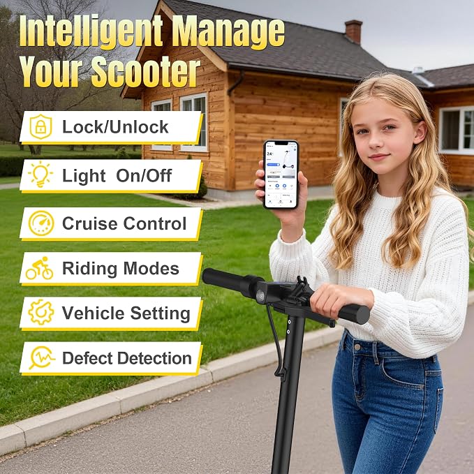 WERHY Foldable Kids Electric Scooter for Aged 6-10, 350W Motor, Max 12/16Miles Long Range, 19 MPH Max Speed, 8.5" Solid Tire, Lightweight Foldable E-Scooter with Dual Braking, Digital Display