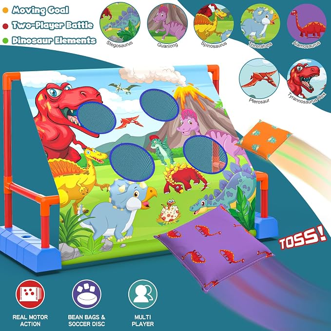 Ocditikl 2-in-1 Moving Kick Toss Games for Kids Ages 4-12, Light Up Hover Soccer Ball with Animal Bean Bag Toss, Indoor Outdoor Birthday Toys for 4 5 6 7 8 9 10 11 12 Year Old Boys Girls