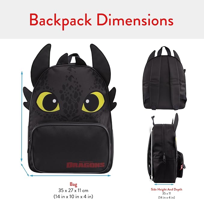 How To Train Your Dragon Boys Backpack, Toothless Kids Bag, Dragon Backpack For Boys, One Size Gray