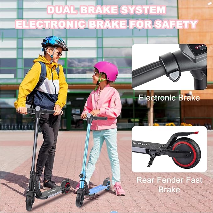 Electric Scooter for Kids Ages 6-14, 150W Motor, 4/7/11 Mph, 60 mins Ride Time, Adjustable Speed, LED Display, Colorful Lights, Electronic Brake, Foldable Kids Electric Scooter ，UL2272 Certified(Blue)