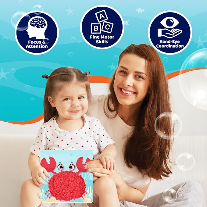 jackinthebox Poke Poke Art – Ocean Theme, Mess-Free Fabric Art and Craft, Flower Pressing Kits, Best Gifts for Girls and Boys Ages 4 5 6 7 8