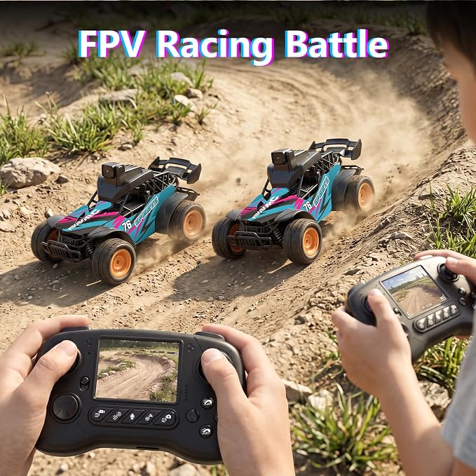 RC Car with Camera, RC Truck, FPV Remote Control Car, 2.4GHz 2.8" Screen, 60° Adjustable Camera, Live Video, APP/Radio Dual Control, 2 Speeds, Rechargeable Off-Road RC Cars, Gift for Adults&Kids