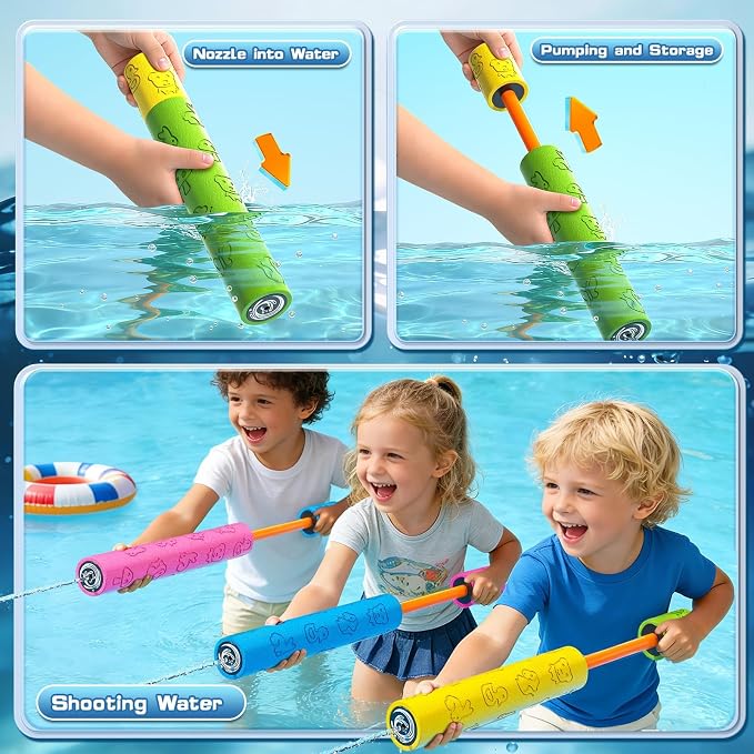 8 Pack Water Squirt Toys for Kids - Pool Beach Outdoor Toys for Party Swimming Games, Water Guns Foam Squirt Blasters Set Water Game for Kids, Birthday Gifts for Kids Boys Girls Aged 3 4 5 6 7 8