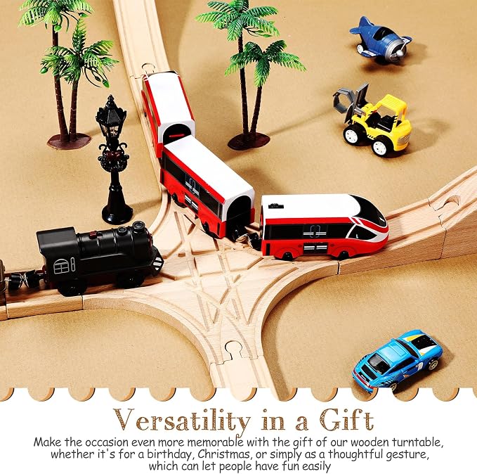CroBlissful Wooden Train Track Accessories, Forked Wooden Train Tracks Expansion Multi Way Switch Track for Most Major Brand Railway Set