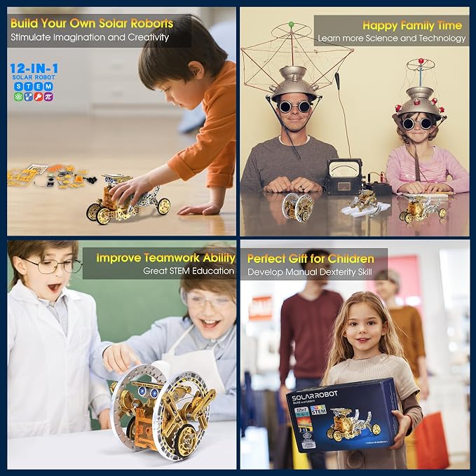 RAESOOT STEM Toys for Kids Age 8-13, 12-in-1 Solar Robot Building Science Kits for Boys Girls Teen Age 9 10 11 12, Engineering Christmas Birthday Gifts for 8+ Year Old Boys