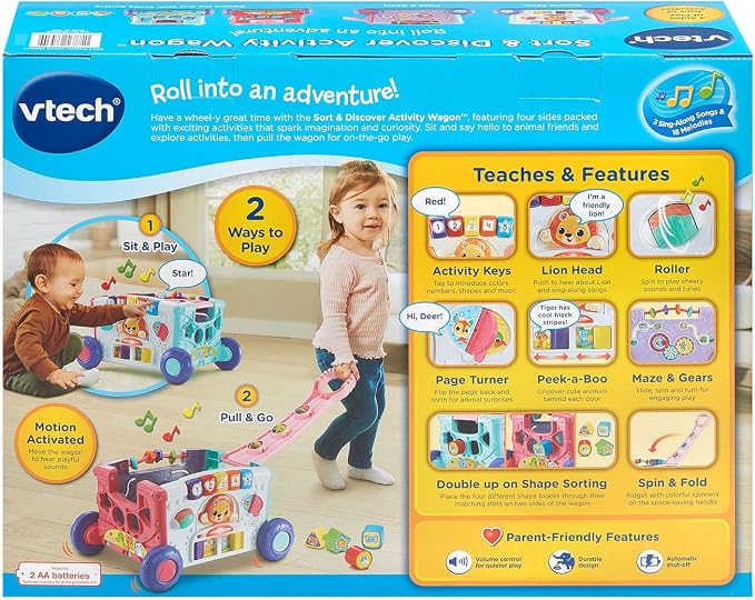 VTech Sort and Discover Activity Wagon for Toddlers, Pink