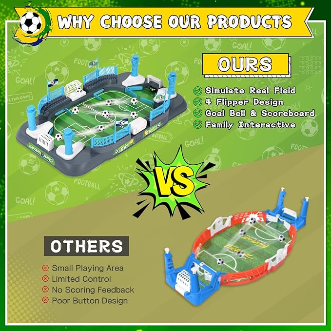 Mini Foosball Table Game for Boys Soccer Game Set Gifts Kids Toy Football Games Board for Indoor Sports Game Room Pinball Interactive Birthday Gift Toys for 3 4 5 6 7 8-12 Year Old Family Gatherings