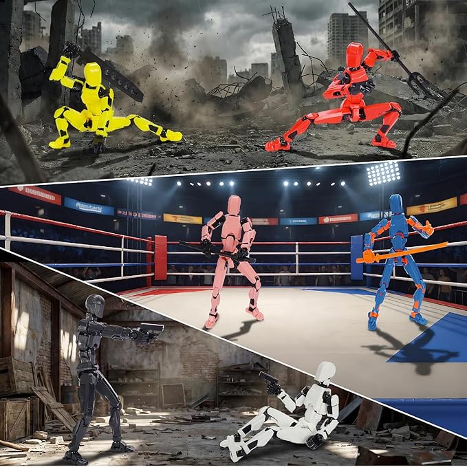 6 Packs T13 Action Figure Set (Assembly Completed), 3D Printed Multi-Jointed Movable Dummy 13，Titan13 Action Figure, Action Figure Desktop Decorations for Game Lovers Toy, Christmas Birthday Gift