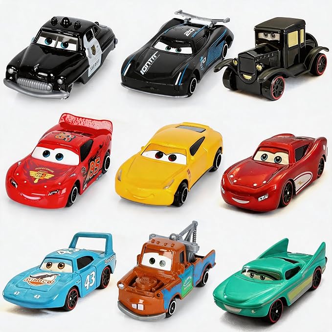 9-Pack Diecast Car Model Set - 1:55 Scale Metal Race Car Replicas, Desktop Ornaments & Collectible Vehicles, Birthday Gift for Car Enthusiasts