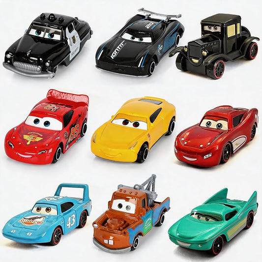 9-Pack Diecast Car Model Set - 1:55 Scale Metal Race Car Replicas, Desktop Ornaments & Collectible Vehicles, Birthday Gift for Car Enthusiasts
