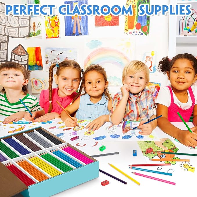 432 Count Colored Pencils Bulk for Classrrom, Color Pencils for Kids in 12 Vibrant Colors, Pre-sharpened Coloring Pencils Set Plus 36 Sharpeners, Bulk Pack Colored Pencils for Back to School Supplies