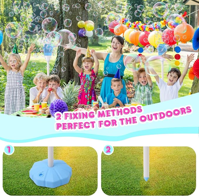 AIERSA Bubble Machine Automatic,Height 47 Inches Vertical Bubble Machine for Parties, Outdoor Battery Bubble Maker with Lights,Bubble Blower Machine for Wedding Kids Toddlers Birthday Party