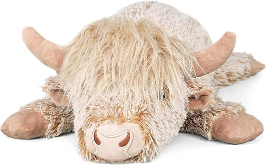 3.5Lbs Weighted Stuffed Animals Microwave Highland Cow Plush with Removable Heating Pad，23" Unscented Heatable & Coolable Highland Cow Cute Warm Gifts for Kids and Adults