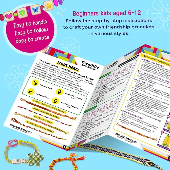 CEUCAL Bracelet Making Kit for Girls - Friendship Bracelet Kit - Birthday Gifts for Ages 6 7 8 9 10 11 12 Year Old Girl, Arts and Crafts for Kids Ages 8-12 Teen String Bracelets DIY Maker