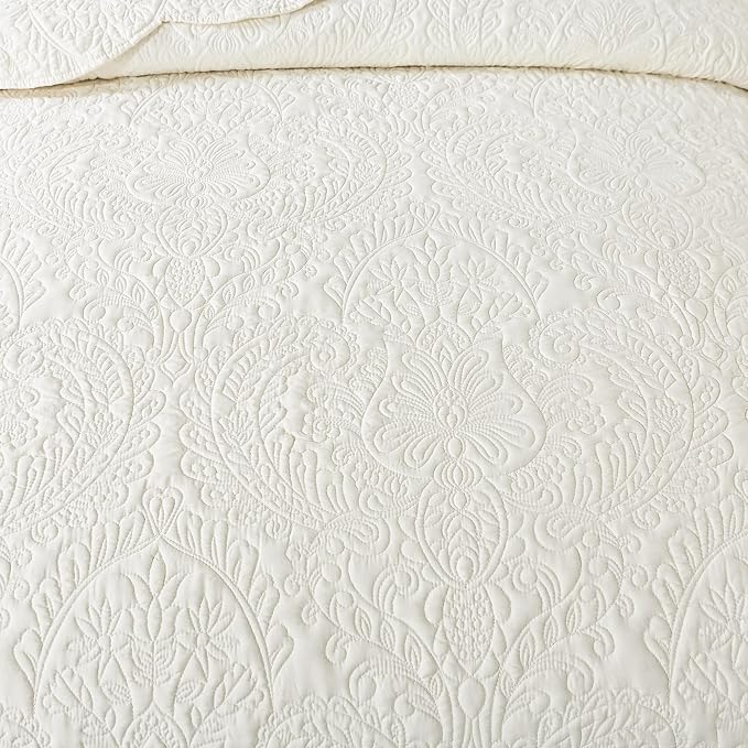 HoneiLife Oversized Queen Bedspreads 110x106- Queen Size Quilt Bedding Sets 3-Piece, Reversible Coverlets Lightweight Bedlinen Set for All Season Use-Beige