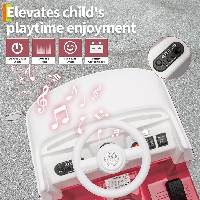 6V Licensed Volkswagen Electric Ride-on Car for Toddlers with 4.5AH Long-Lasting Power Battery, Ride on Bus with Led Light, Horn and Music, Battery Powered Ride on Toy for Kids - Gift for Sweets