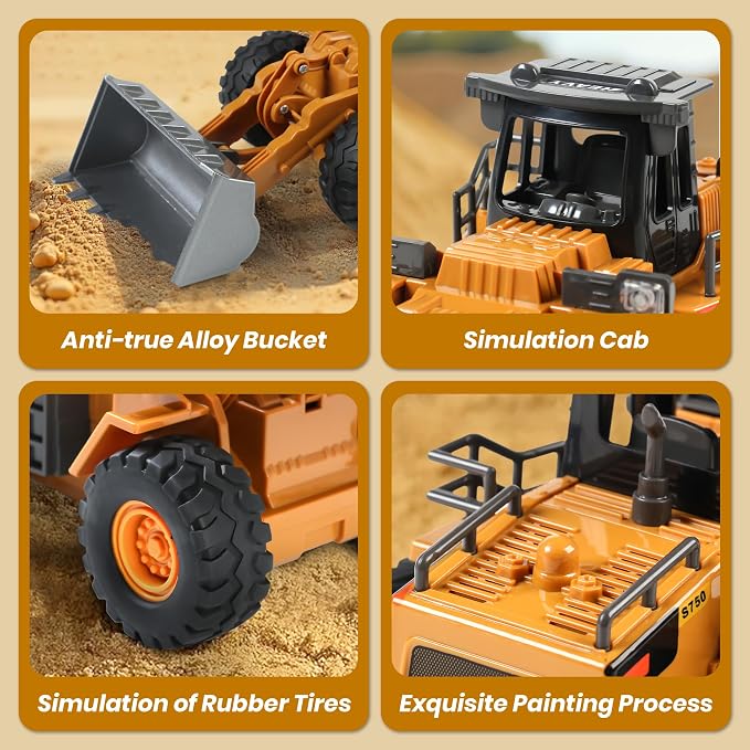 Dwi Dowellin Rc excavators,Remote Control Front Loader,Construction Vehicle for Boys Ages 3-12, Gift for Birthday Christmas