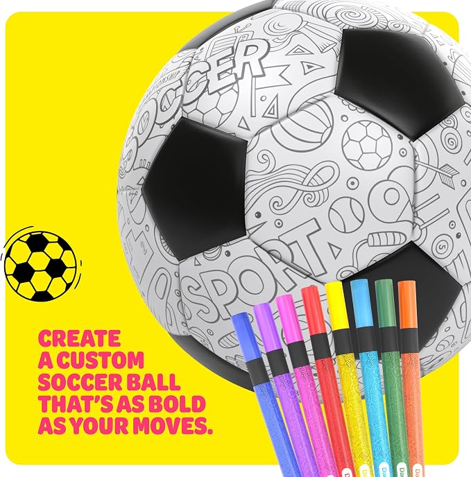 Dan&Darci Soccer Ball Coloring Kit for Kids - Soccer Gifts for Girls & Boys - Sports Gifts - 3 4 5 6 7 8 Year Old Boy Birthday Gift - Craft Kits for Kids Ages 4-8 Year - Boy Toys - Games Accessories