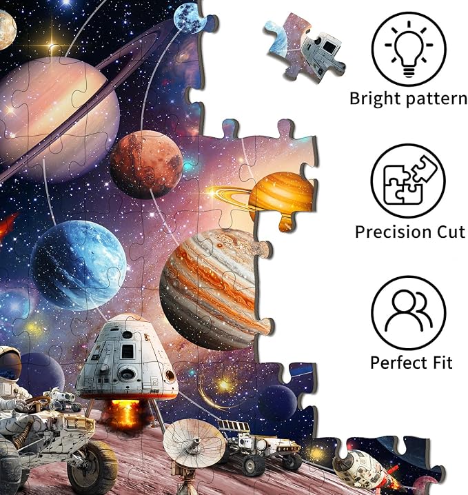Puzzles for Kids Ages 6-10 Year Old - Solar System Planets, 200 Pieces Space Astronaut Puzzles for Kids Ages 6-8, Learning Educational Toys for Boys and Girls