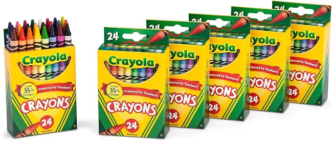 Crayola Crayons, Bulk School Supplies For Kids, 24 Count Crayon Box (Pack Of 6), Assorted Colors