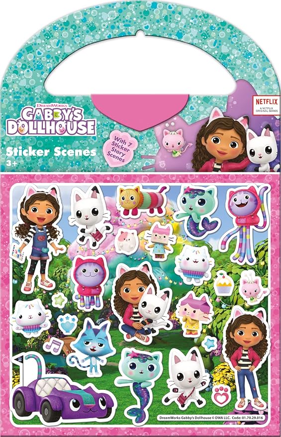 Paper Projects 01.70.29.016 Gabby's Dollhouse Activity Set | Includes 6 Scenes and Around 50 Stickers, 23.5cm x 15cm