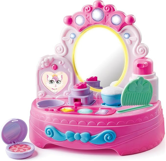 lalalark Toddler Vanity & Baby Vanity Mirror Toy, Interactive Pretend Vanity Set with 40+ Sounds and Music, Learn Musical Mirror Toy, Birthday Gift for 6 Months+ 1 2 3 Year Old Kids Girls