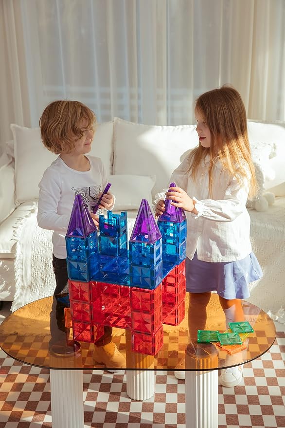 MEGAGONTILES 162PCS Premium Magnetic Tiles Set | STEM-Authenticated Magnetic Building Blocks | Educational Construction Toy for Kids Ages 3–8 (Boys & Girls)