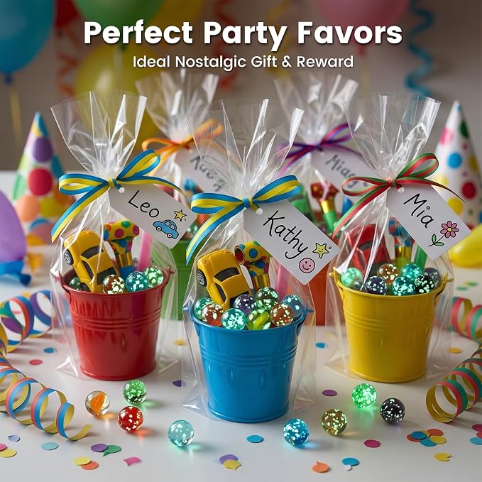 POPLAY 16PCS Glow in The Dark Marbles for Kids, Marble Assorted Colors for Run Game, Gifts for Kids Aged 3+ and Marble Lovers