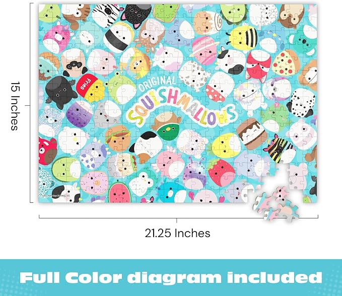 Buffalo Games Squishmallow Friends 300 Piece Jigsaw Puzzle - 21.25 x 15 in - Large Piece Puzzles for Adults - Colorful Collage - Sturdy Segments for Large-Format Game