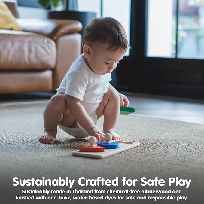 PlanToys® Shape Matching Puzzle Wooden Sorting & Logic Toy for Kids Ages 3+ | Montessori Educational Game for Fine Motor Skills & Spatial Reasoning | Eco-Friendly Learning Toy