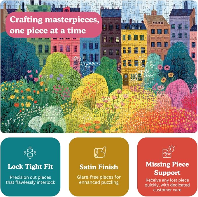 Cross & Glory – Copenhagen in Bloom – 1000 Piece Jigsaw Puzzle for Adults | Vibrant Copenhagen City Garden Puzzle | Colorful Wildflower Artwork | Premium Ribbon-Cut Puzzle with Satin Finish
