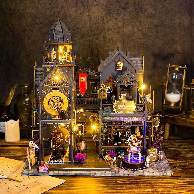 Miniature House Kit, Tiny House Kit with Light, DIY Mini House Building Kits for Adults to Building, Unique Gift for Birthday Mother's Day, Magic Castle