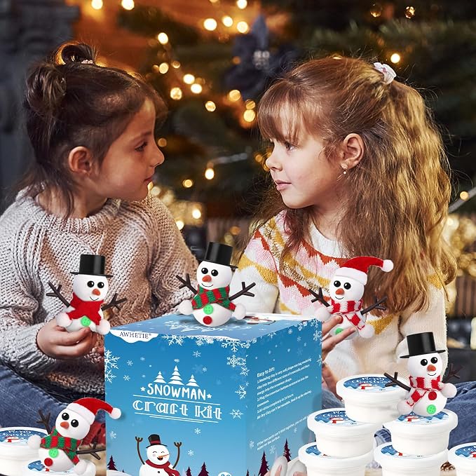 30 Pack Stocking Stuffers for Kids,Christmas Crafts for Kids Bulk,Build a Snowman Crafts Kit Modeling Clay,Christmas Stocking Stuffers Gifts Activities for Boys Girls (30 Snowman)