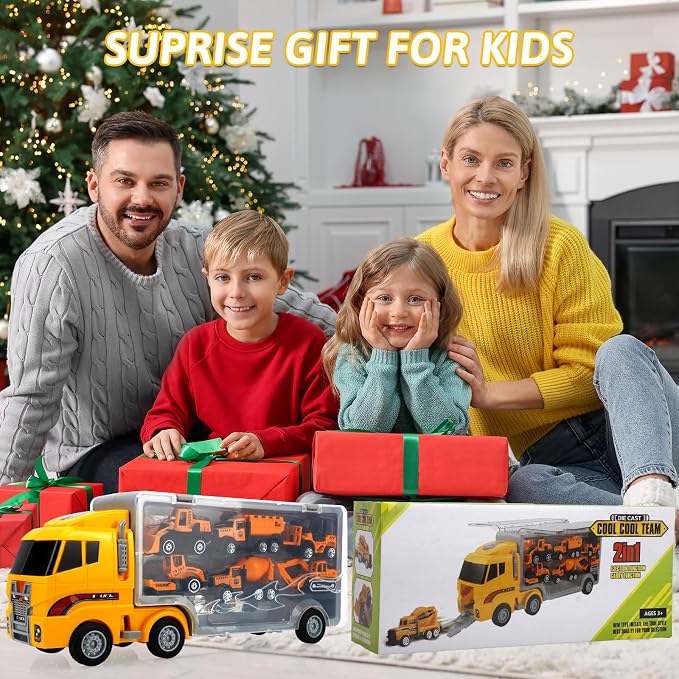 ALOTJOY Toys for Boys,13 Pcs Engineering Die-cast Construction Car Toddler Toys for 3 Year Old Boys Vehicles Gifts Kids Toys for Age 3 4 5 6 7 Year Old Kids