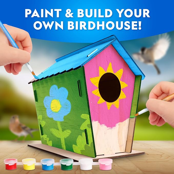 NATIONAL GEOGRAPHIC Mega Arts & Crafts Activity Kit for Kids Ages 8-12 – 3 Craft Kits to Build, Paint, Weave & Create, Rock Painting, Weaving Loom for Kids & Birdhouse Craft with 25 Bonus Activities