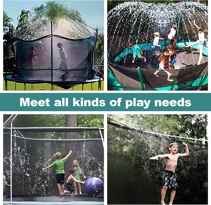 Trampoline Sprinkler for Kids Outdoor Backyard Water Park Summer Toys Trampoline Accessories for Boys Girls Adults Water Play Game for Yard Garden Patio Party Activities Garden Watering (Green)