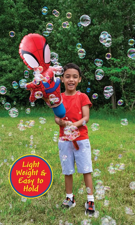 Spider-Man Bubble Machine Amazon Exclusive Huge Inflatable Bubble Machine for Kids Includes a Stand and Bonus 40oz of Bubble Solution 2 in 1 Play Pattern for Maximum Bubble Toy Fun