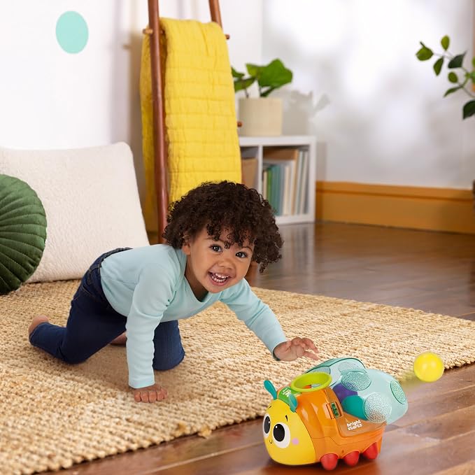 Bright Starts Spin ’n’ Chase Bug Ball Popper Toy with Lights & Music, Crawling Baby Toy Encourages Movement & Motor Skills, Unisex, 6 Months+